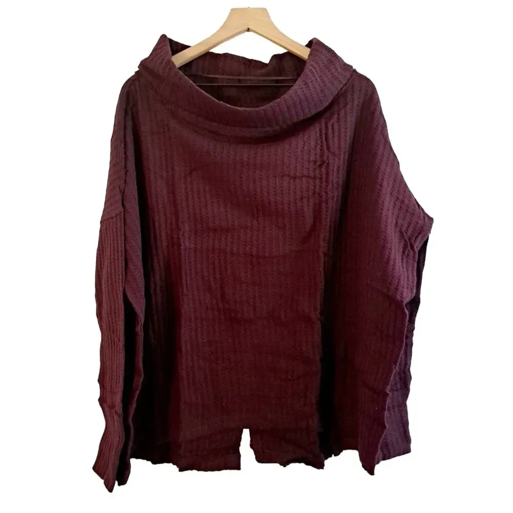 Free People Split Back Oversized Cowl Neck Thermal Top